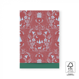 5 Stuks Illustration Warm Red - Dark Green - 17 x 25 cm