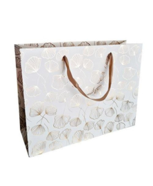 Luxe stevige draagtas Nature Wit - Goud 32 x 12 x 25 cm