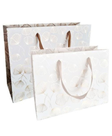 Luxe stevige draagtas Nature Wit - Goud 32 x 12 x 25 cm