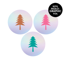 6 Stickers Multi - kerstboom Holographic