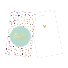 5 Multicolor feest confetti label