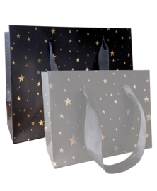 Cadeautasjes 2 stuks zwart met goude ster - 24 x 10 x 18 CM