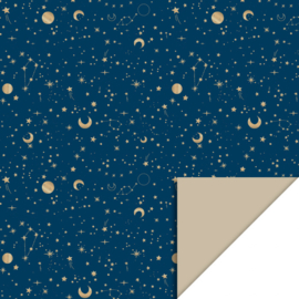 Galaxy Midnight Blue Gold Foil-Dark Sand