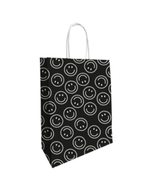 Papieren tas - Smiley zwart