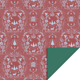 Illustration Warm Red - Dark Green  30 CM breed en 2 Meter lang
