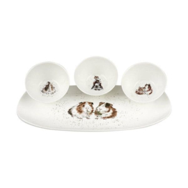 Wrendale guinea pigs bowls and tray set