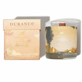 Durance kaars met houten lont, Gold & Vanilla