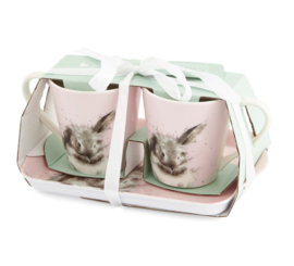 Wrendale Bathtime Bunny setje mokken met dienblad