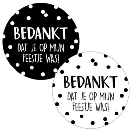 Sticker (2 stuks) bedankt dat je op mijn feestje was!