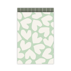 Cadeauzakje big hearts mint 17x25cm