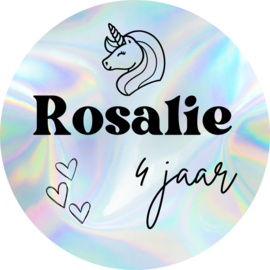 Sticker unicorn met naam en leeftijd