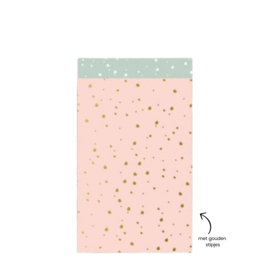 Cadeauzakje roze met gouden dots 12x19cm