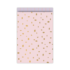 Cadeauzakje dots lila/roze/goud 17x25 cm