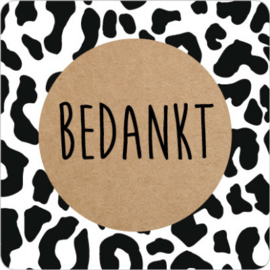 Bedankt leopard - kraft/zwart/wit - 3,5cm - 5 stuks