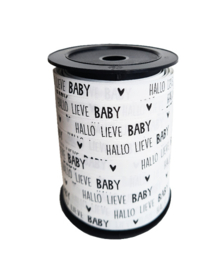 Hallo lieve baby/hartjes - wit/zwart - 10mm/5m