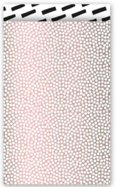 Cozy Cubes - metallic roze/wit/zwarte streep - M - 5 stuks