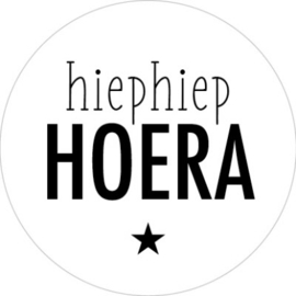 Hiephiep Hoera ster - wit/zwart - 3,5cm - 6 stuks
