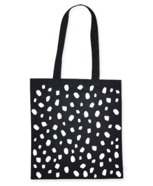 Tas canvas dots - zwart/wit