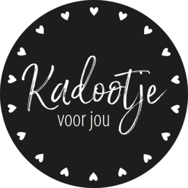 Kadootje voor jou hartjes - zwart/wit - 6,5 cm - 5 stuks