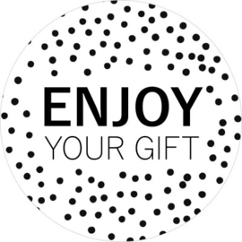 Enjoy your gift dots - zwart/wit - 6,5cm - 5 stuks