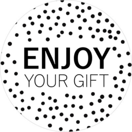 Enjoy your gift dots - zwart/wit - 6,5cm - 6 stuks