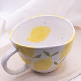 Hand-Painted Lemons Mug | Ceramic