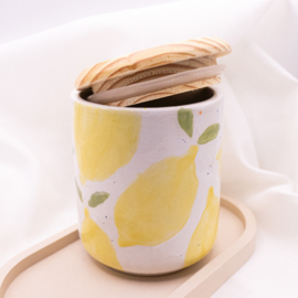 Hand-Painted Lemons Storage Jar | Ceramic