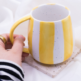 Hand-Painted Striped Mug | Ceramic