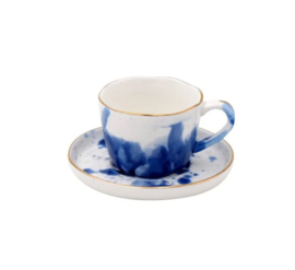 Blue Splash Espresso Cup (Set of 6) | Porcelain