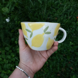 Hand-Painted Lemons Mug | Ceramic