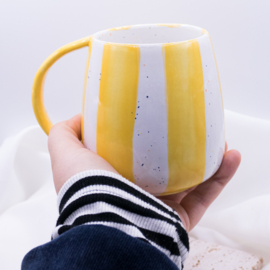 Hand-Painted Striped Mug | Ceramic