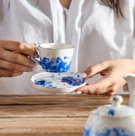 Blue Splash Espresso Cup (Set of 6) | Porcelain