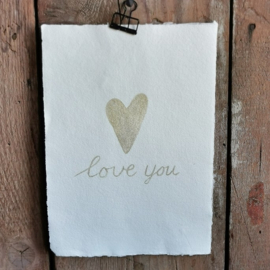 kaart handgeschept papier love you