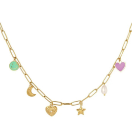 HAPPINESS Charm Necklace Gold