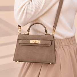 YOU | GRACE Leather Bag Taupe Suede