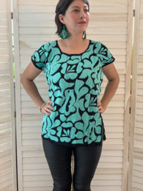 Embroidered blouse (green and white)