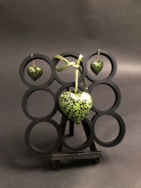 Wood heart earrings and necklace