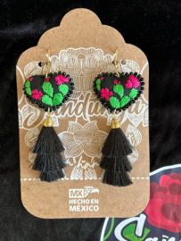 Black earrings with embroidery