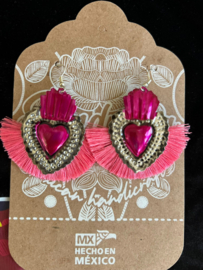 Pink heart earrings
