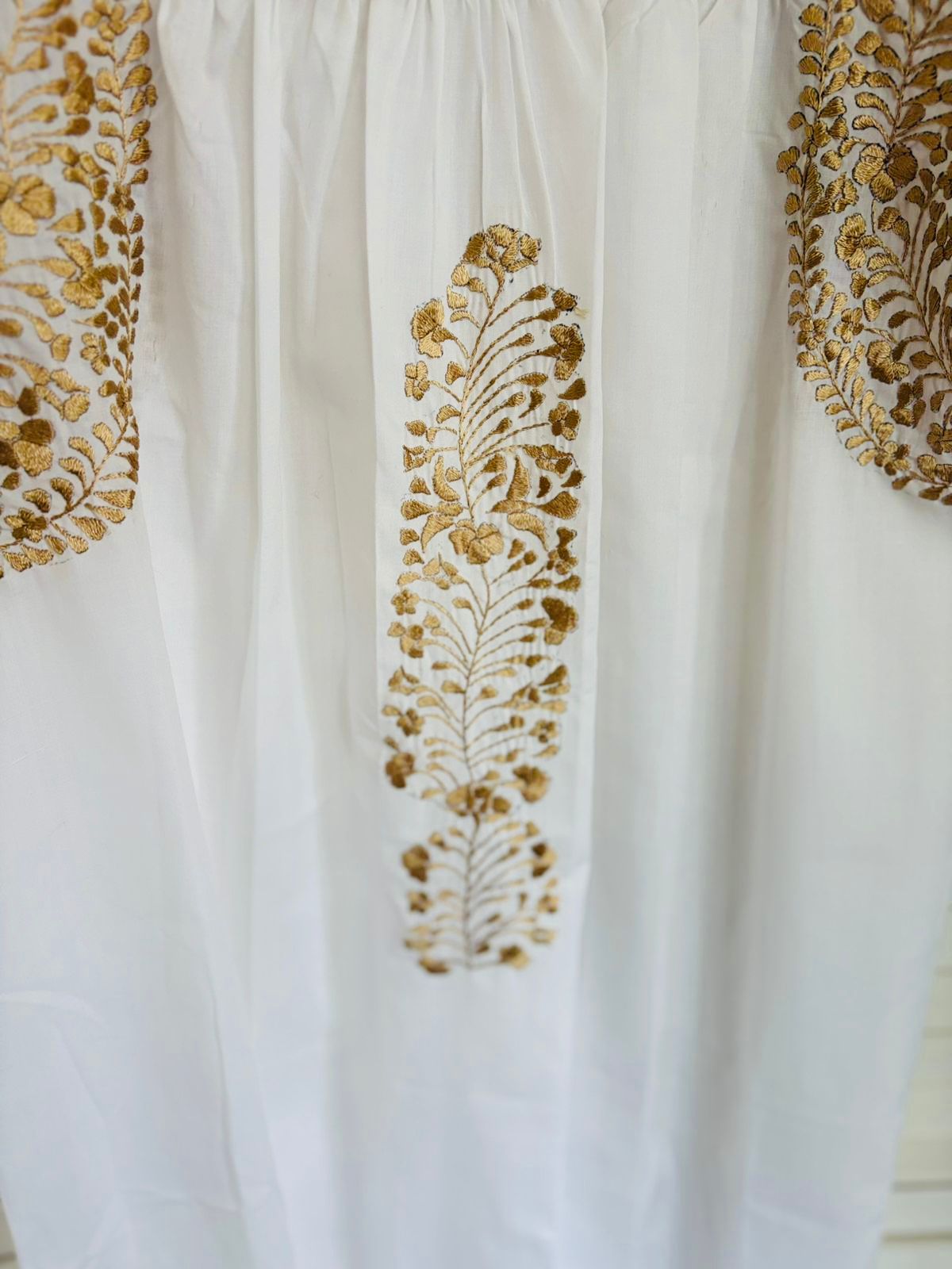 San Antonino dress white with gold embroidery