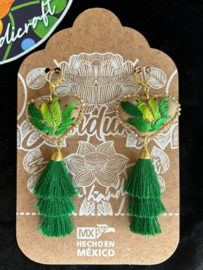Green heart earrings