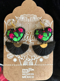 Black embroidery earrings