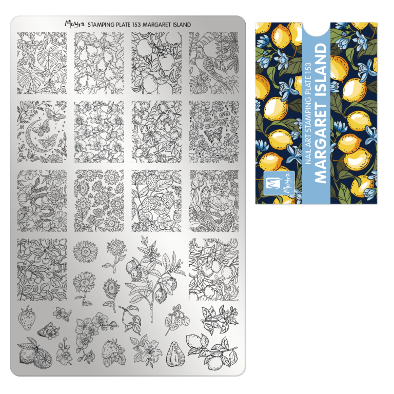 Moyra Stamping Plate 153 MArgaret-Island + Gratis Try-on plate Sheet