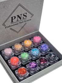 PNS Nail Art Glitter Box 74–83 – Mix Mat & Shiny (Iridescent Effect)