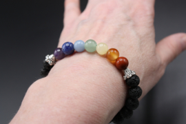 Armband Chakra Lavasteen elastisch 8 mm