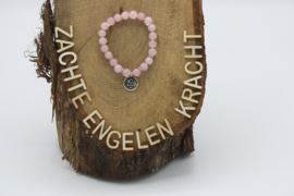 Armband Rozenkwarts elastisch met Boeddha 8 mm