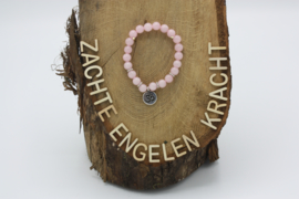 Armband Rozenkwarts elastisch met Ohm 8mm