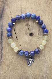 Armband Lapis Lazuli/Rutielkwarts met Ganesha 8 mm