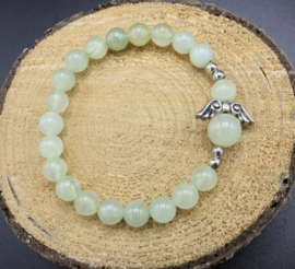 Edelstenen armband Engel Groene Jade elastisch