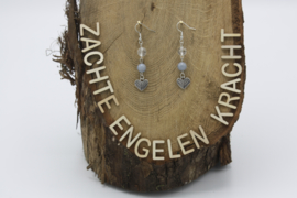 Oorbellen Angeliet/Bergkristal  met hart van engelenvleugels